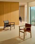 Кресло Jan из переработанной кожи темно-коричневого цвета и ясеня в ореховом цвете — изображение 2