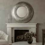 Круглое зеркало Cosmos серебряное в восточном стиле