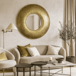 Круглое зеркало Cosmos золотое в восточном стиле