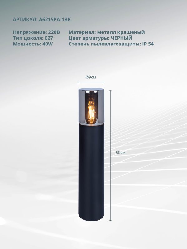 Ландшафтный светильник Arte Lamp WAZN A6215PA-1BK — изображение 4