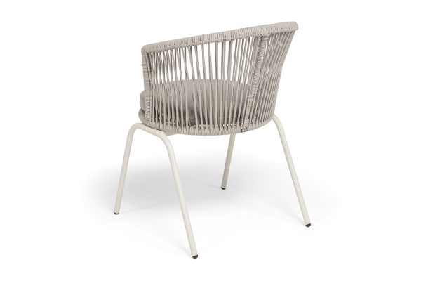 "Люксембург" стул плетеный из роупа, каркас из стали (RAL1013) муар, роуп бежевый круглый, ткань бежевая 15052 — изображение 5