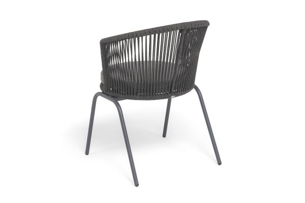 "Люксембург" стул плетеный из роупа, каркас из стали темно-серый (RAL7024) муар, роуп темно-серый круглый, ткань темно-серая 027 — изображение 5