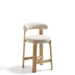 Полубарный стул Granite из бежевой синели и ясеня с натуральной отделкой 65 см
