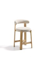 Полубарный стул Granite из бежевой синели и ясеня с натуральной отделкой 65 см