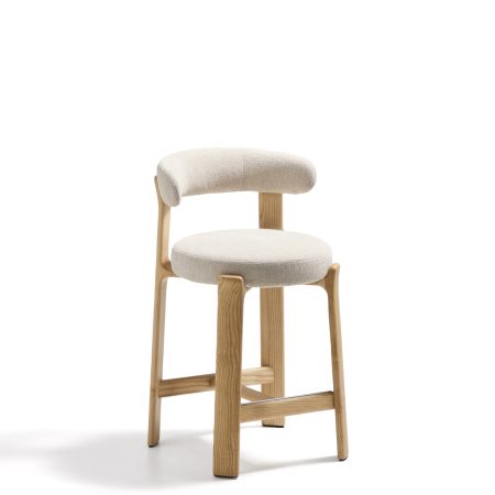 Полубарный стул Granite из бежевой синели и ясеня с натуральной отделкой 65 см