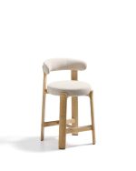 Полубарный стул Granite из бежевой синели и ясеня с натуральной отделкой 65 см