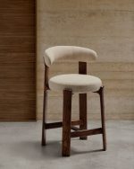 Полубарный стул Granite из бежевой синели и ясеня с отделкой орех 65 см — изображение 2