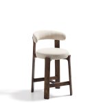 Полубарный стул Granite из бежевой синели и ясеня с отделкой орех 65 см