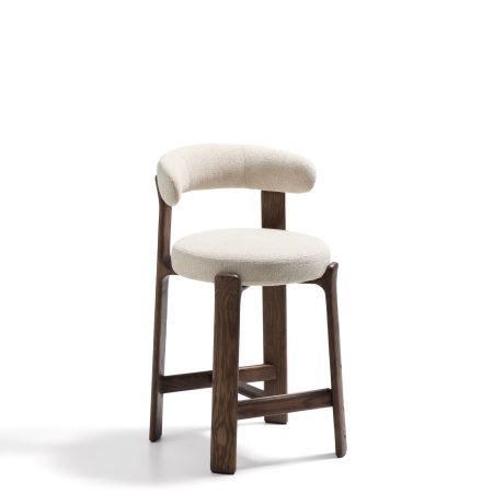 Полубарный стул Granite из бежевой синели и ясеня с отделкой орех 65 см