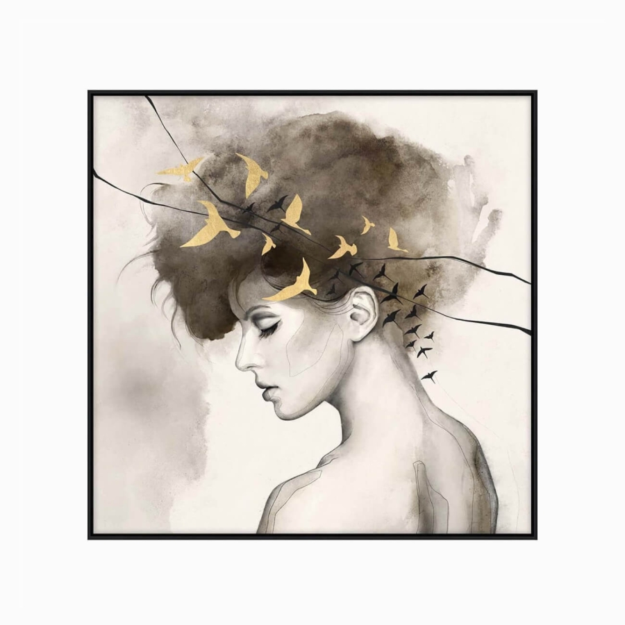 Постер Lady with Birds 100х100 Постер Lady with Birds 100х100