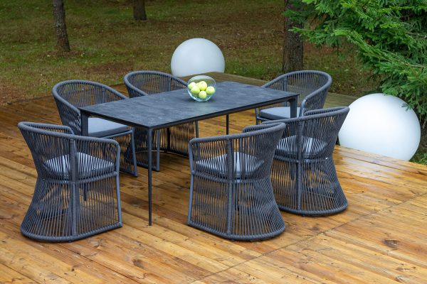 "Романо" обеденная группа на 6 персон, каркас темно-серый, роуп темно-серый — изображение 4