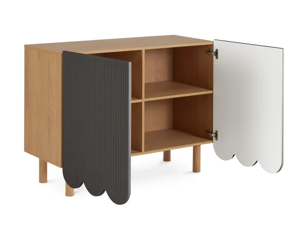 Сервант 2-х дверный Mira темно-серый, дуб — изображение 2