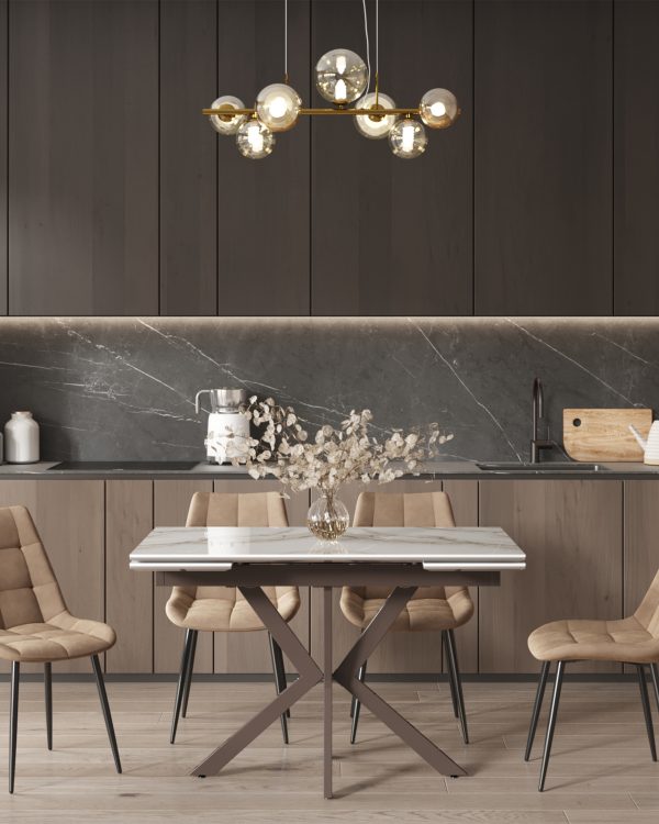 Стол раскладной Marmer 120-180*80*76 керамика капучино — изображение 3