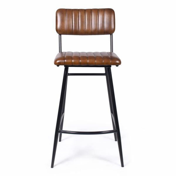 Стул барный кожаный на металлических ножках, КЕРАЛА II Браун — изображение 3