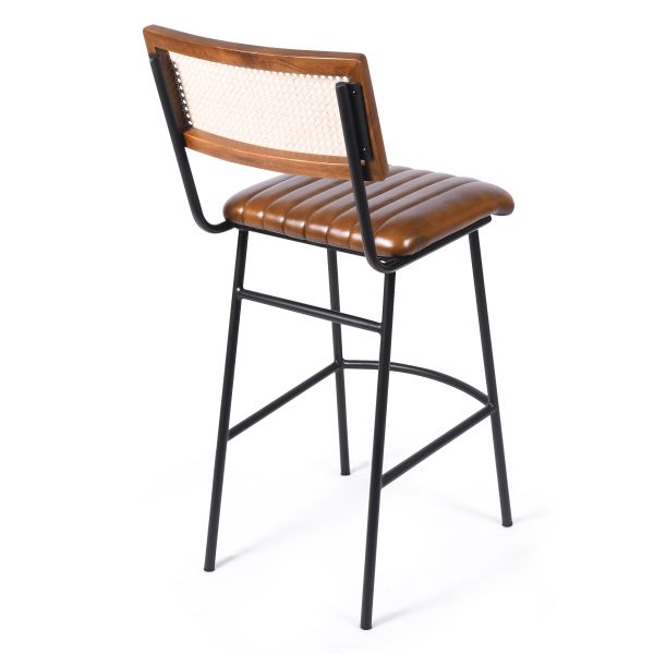 Стул барный кожаный на металлических ножках, КЕРАЛА II Ротанг — изображение 4