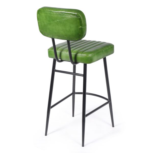Стул барный кожаный на металлических ножках, САНДЖА II Грин — изображение 4