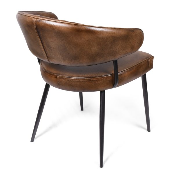 Стул кожаный на металлических ножках, АВАСТХА Браун — изображение 4