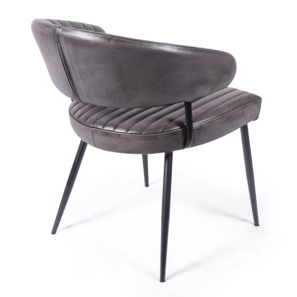 Стул кожаный на металлических ножках, АВАСТХА Грей — изображение 4