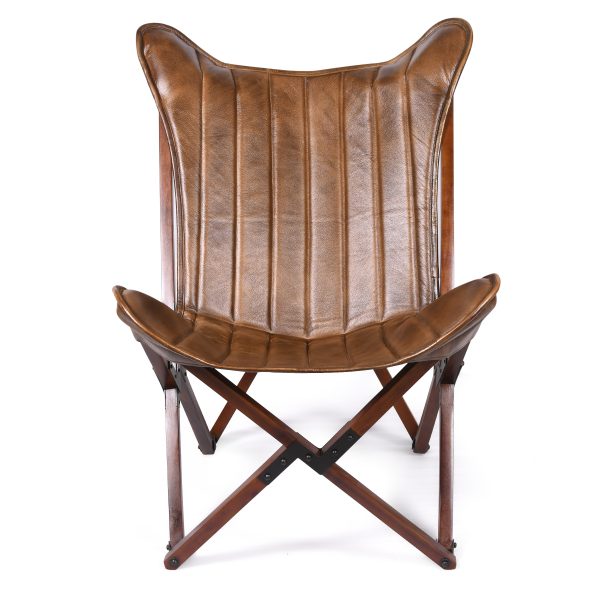 Стул кожаный складной на деревянном основании, ГОА Браун — изображение 3