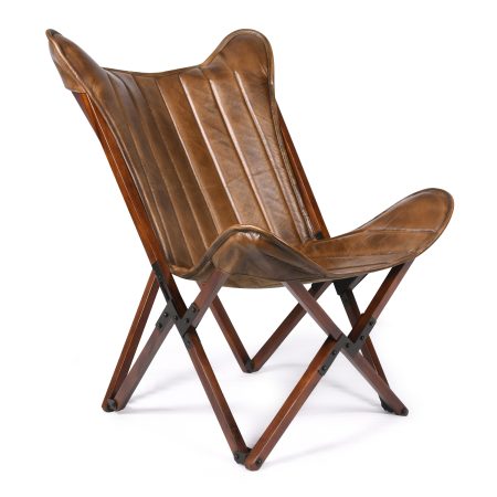 Стул кожаный складной на деревянном основании