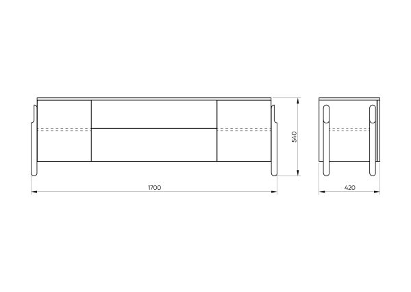 Тумба Basic 2 двери 2 ящика ширина 170 см (молочный) — изображение 3