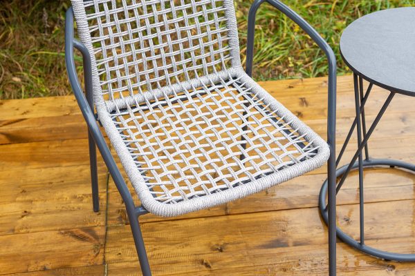 "Тунис" стул плетеный из роупа, каркас алюминий темно-серый (RAL7024), роуп светло-серый — изображение 5