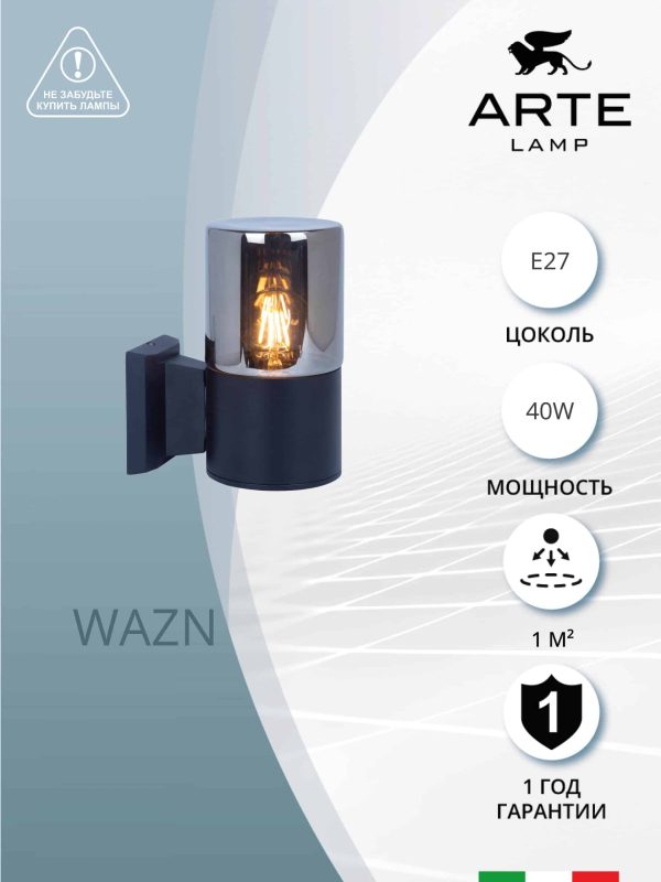 Уличный настенный светильник Arte Lamp WAZN A6218AL-1BK — изображение 3