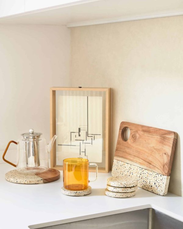 Verna набор из 4 подставок под кружки, белый терраццо — изображение 3