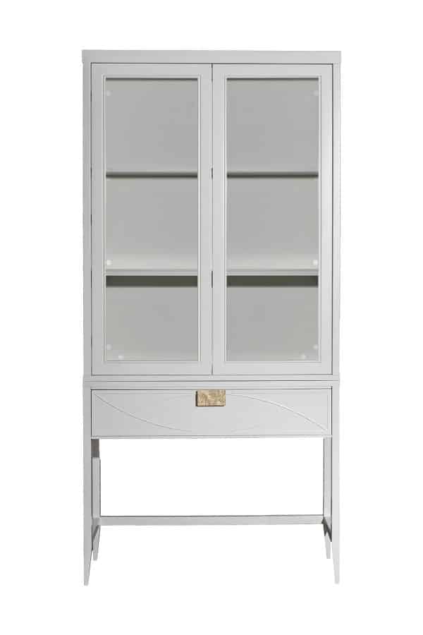 151SV-000014 Шкаф-витрина бежевый 2 стеклянных фасада 100*128*40см — изображение 3