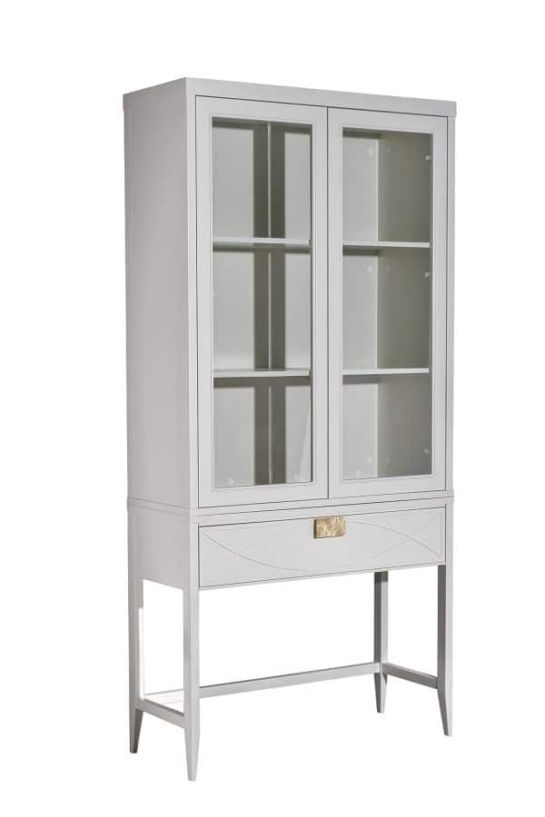 151SV-000014 Шкаф-витрина бежевый 2 стеклянных фасада 100*128*40см — изображение 4