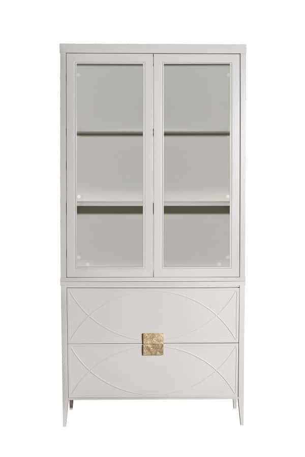 151SV-000014 Шкаф-витрина бежевый 2 стеклянных фасада 100*128*40см — изображение 5