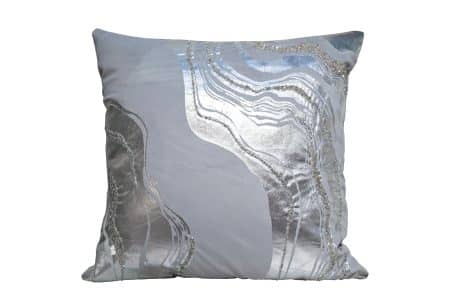 70SW-35150 Подушка с принтом и бисером "Фолио" серый 45*45