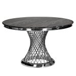 76AR-80555 Стол обед иск.мрам Nero Alicanto/хром d120*75