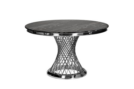 76AR-80555 Стол обед иск.мрам Nero Alicanto/хром d120*75