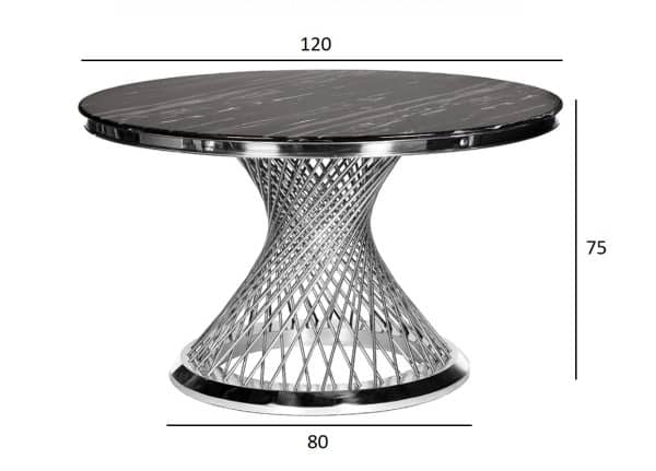 76AR-805STOL/OB-CH Стол обед иск.мрам Nero Alicanto/хром d120*75 — изображение 5
