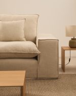 Anarela бежевый льняной диван 2-местный со съемным чехлом и подушками 240 см — изображение 3