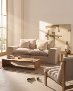 Anarela бежевый льняной диван 2-местный со съемным чехлом и подушками 240 см — изображение 4