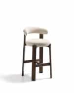 Барный стул Granite из бежевого шенилла и ясеня с отделкой орех 75 см