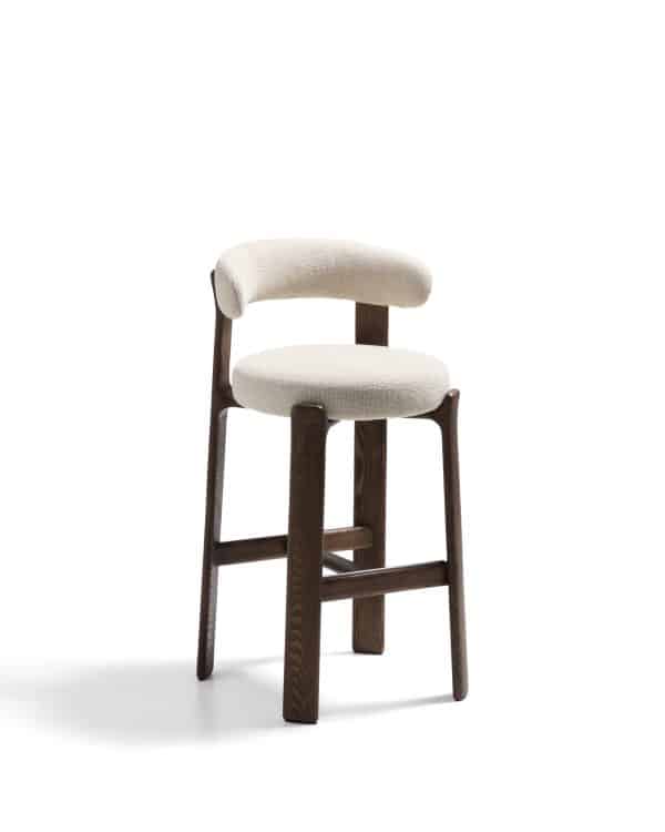 Барный стул Granite из бежевого шенилла и ясеня с отделкой орех 75 см