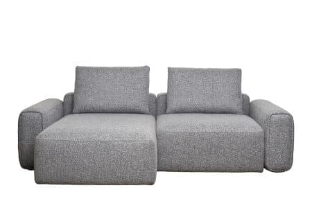 Диван трехместный Turin(2 секции) с канапе и мех черно/серый Santo1606 255*163