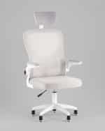 Кресло офисное TopChairs Core серый с подголовником пластик белый — изображение 2