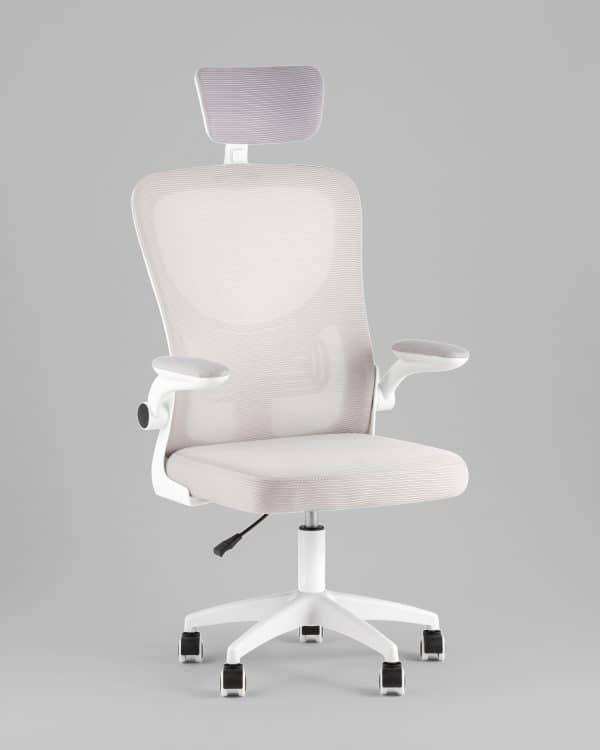 Кресло офисное TopChairs Core серый с подголовником пластик белый — изображение 2