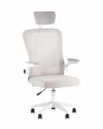 Кресло офисное TopChairs Core серый с подголовником пластик белый