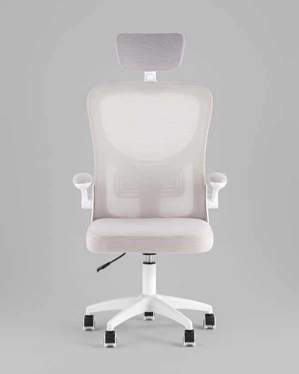 Кресло офисное TopChairs Core серый с подголовником пластик белый — изображение 3