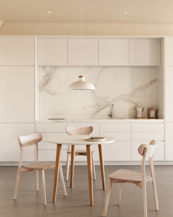 Oqui Раздвижной стол с белой столешницей и ножками из массива бука 90 (170) x 90 см — изображение 2