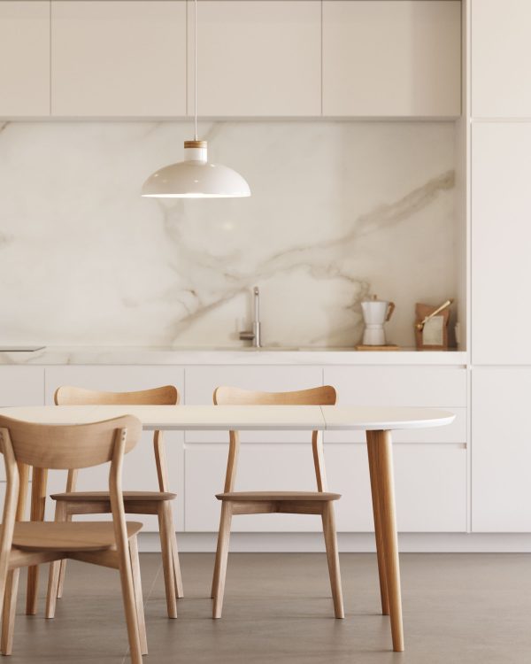 Oqui Раздвижной стол с белой столешницей и ножками из массива бука 90 (170) x 90 см — изображение 4