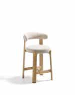 Полубарный стул Granite из бежевого шенилла и ясеня с натуральной отделкой 65 см