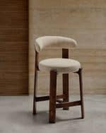 Полубарный стул Granite из бежевого шенилла и ясеня с отделкой орех 65 см — изображение 2