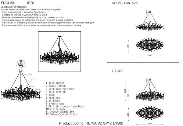 Люстра Crystal Lux REINA V2 SP12 L1500 GOLD PEARL — изображение 2