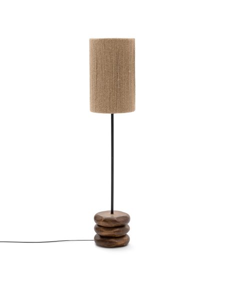 Торшер Kor из джута и акации в темной отделке
